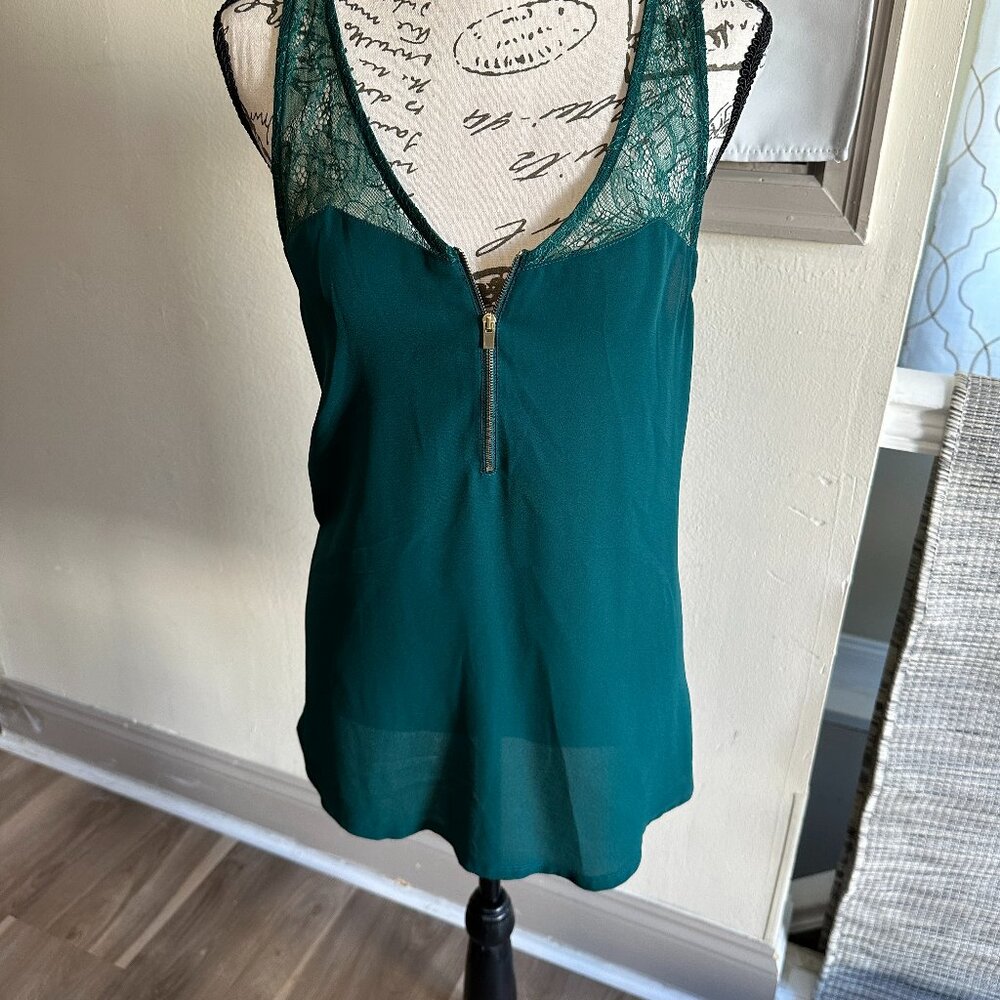 Express green tank with lace- Size Medium